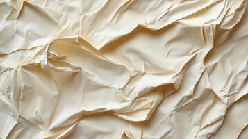 Crumpled Beige Fabric Texture Background photo
