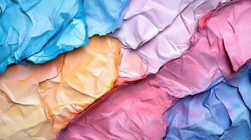Colorful crumpled paper texture background design photo