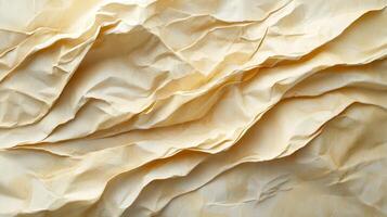 Crumpled beige paper texture background design photo