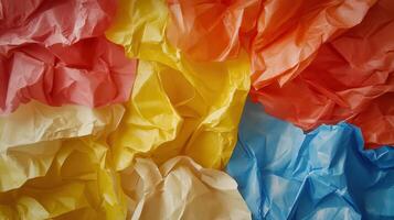 Colorful crumpled papers texture background photo