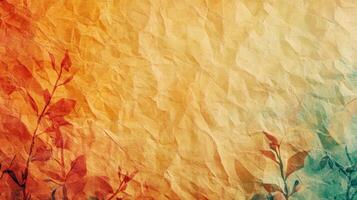 Autumn leaves textured paper background design photo