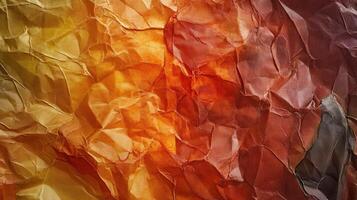 Crumpled autumn-toned paper texture background photo