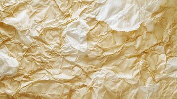 Crumpled Beige and White Paper Texture Background photo
