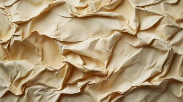 Crinkled beige fabric texture background photo