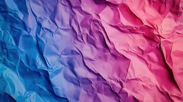 Crinkled ombre paper texture, vibrant colors, abstract background, design element photo