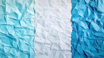 Crinkled paper texture, blue gradient background, design element photo