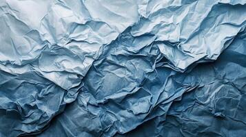 Crumpled Blue Paper Texture Background Design photo