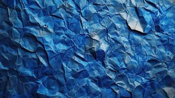 Crumpled blue paper texture background, scattered pins photo