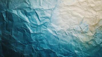 Crumpled blue and beige paper texture background photo