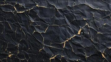 Crumpled black gold paper texture background design photo