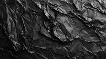Crumpled black paper texture, studio shot, glitch effect, design background photo