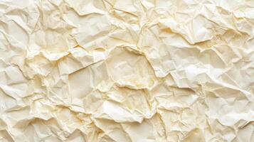Crumpled cream paper texture background design photo