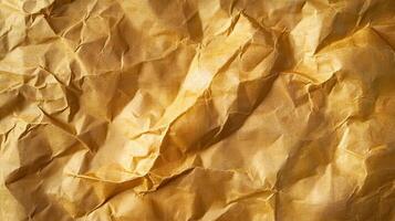 Crumpled brown paper texture, sunlight, background design photo