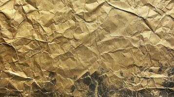 Crumpled brown paper texture, grunge background, design element photo