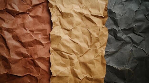 Crumpled brown, tan, and black paper texture background photo