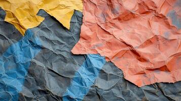 Crumpled colored paper texture background photo