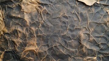 Crumpled dark brown paper texture background photo
