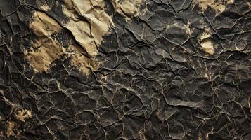 Crumpled, dark brown paper texture background photo