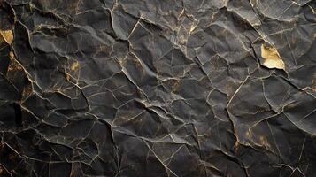 Cracked paper texture with gold paint photo