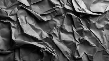 Crumpled dark paper texture, background, design photo
