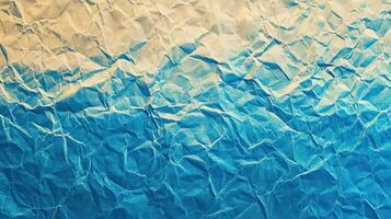 Crumpled blue-toned paper texture background photo