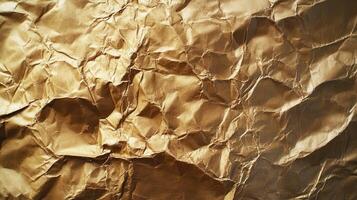 Crumpled gold paper background photo