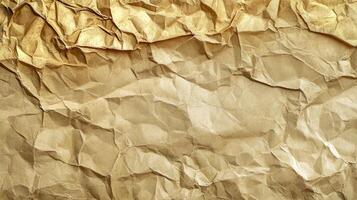 Crumpled paper background with gold color photo