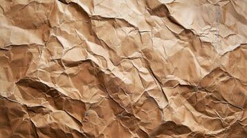 Crumpled brown paper texture background photo