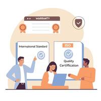 Flat design of ISO Quality Certification and International Standards Compliance Concept vector