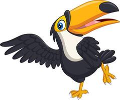 Cartoon a happy toucan bird dancing vector