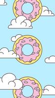 donuts floating in the clouds hand drawn illustration vector