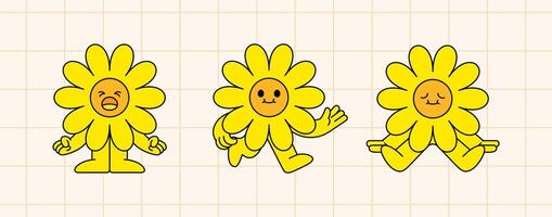 Expressive flower characters illustration vector