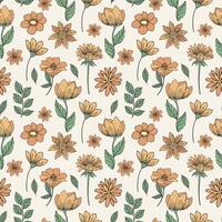 Retro boho flower seamless pattern vector