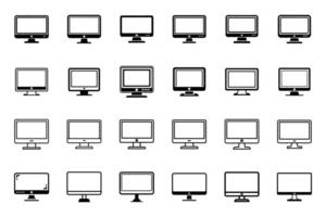 Monitor screen flat outline icon collection vector