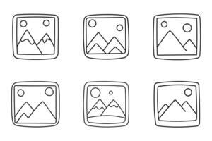 Outline and Silhouette Image Icon Set vector