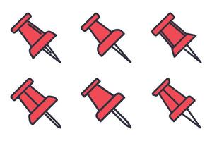 Flat Push Pin Silhouette Icon Design vector