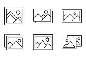 Simple and Elegant Image Outline Icons vector