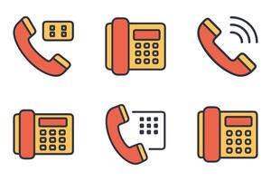 Simple mobile outline icon set vector