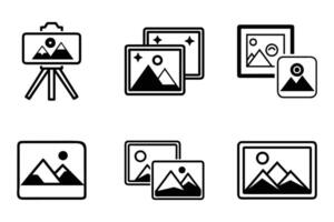 Modern Outline and Silhouette Image Icons vector