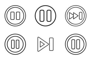 Simple and Elegant Pause Outline Icons vector