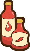 a cartoon of two bottles of hot sauce vector