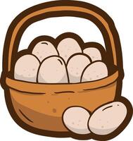 an illustration of a basket full of eggs vector