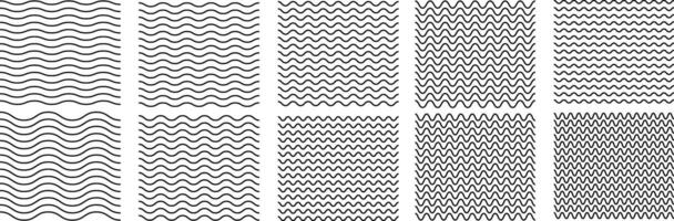 Set of wave lines. Wave ornament pattern. Set of wavy zigzag lines. Thin line background pattern. vector