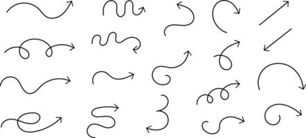 Isolated arrows hand drawn on white background. vector