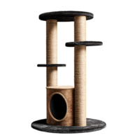a cat tree with a cat scratching post on transparent background png