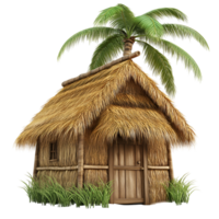 a small hut with palm trees and grass transparent background png