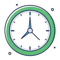 Modern Green Clock Icon with Simple Design vector