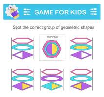 Find the correct group of geometric shapes. Logical game. Attention tasks for children. vector