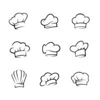 Collection of Line-Drawn Chef Hats vector