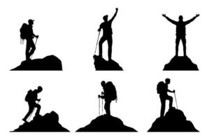 Backpacker silhouette set vector